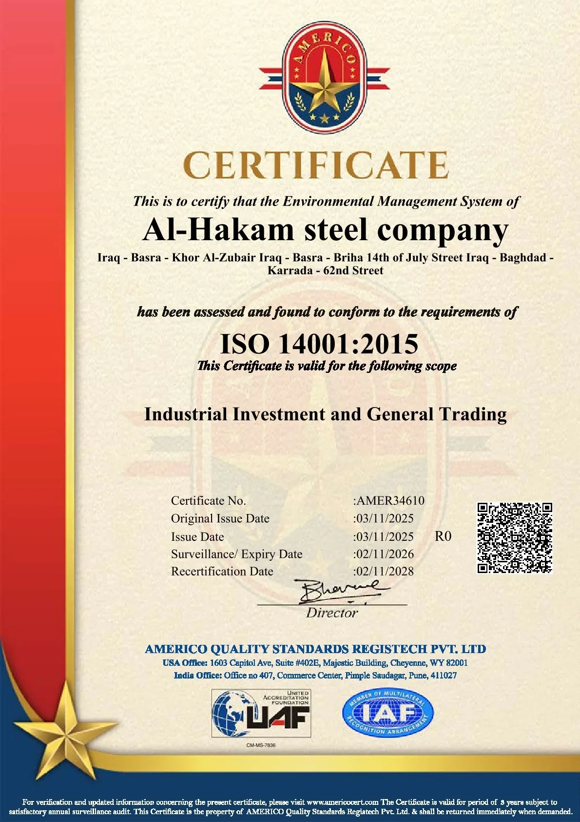 ISO 14001 Certificate