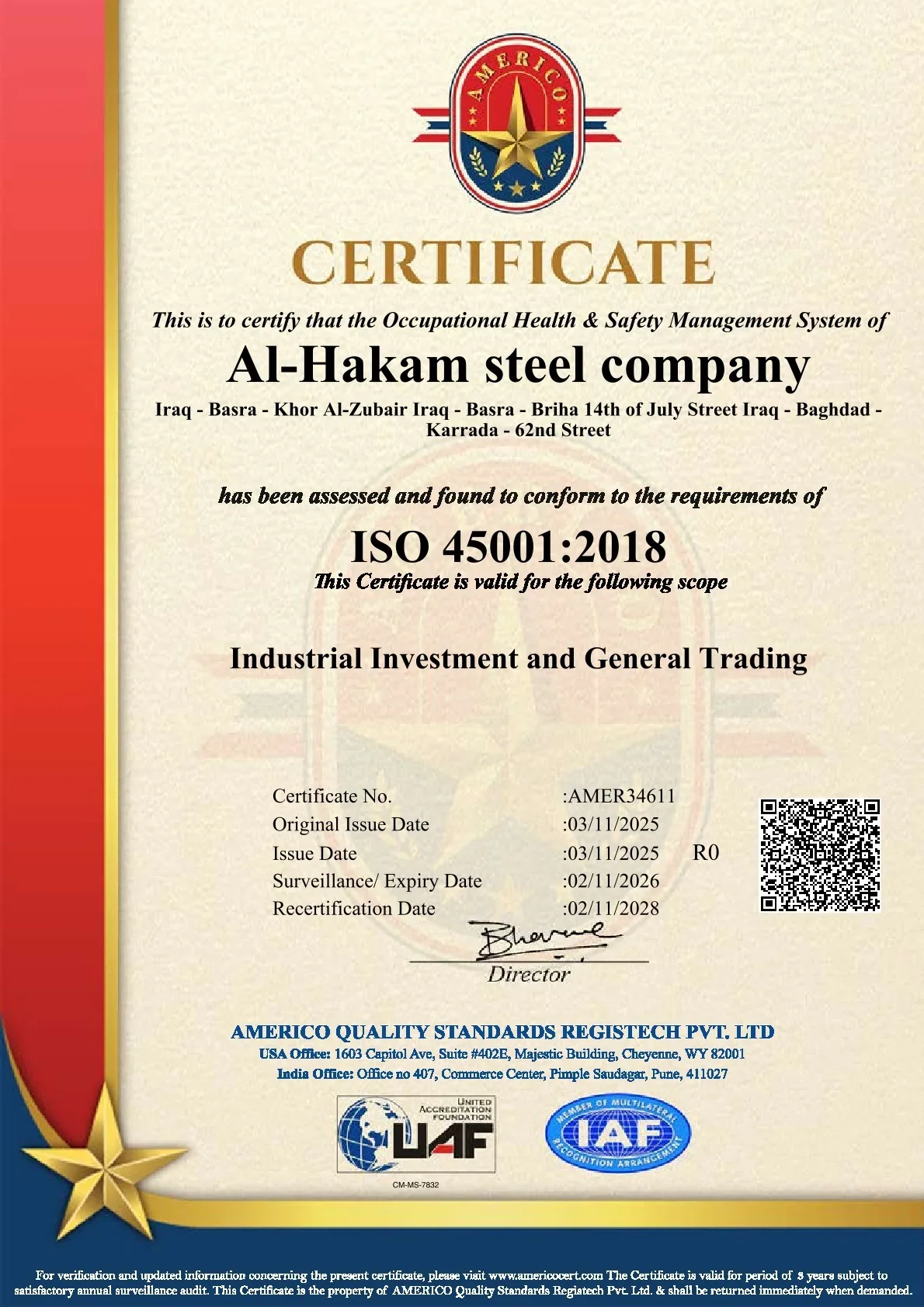 ISO 45001 Certificate